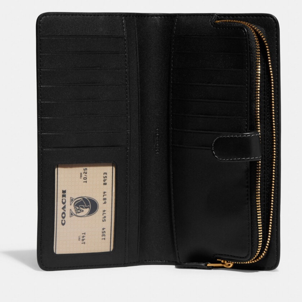 NWT Black Coach Wallet Essential Slim Billfold NEW Zipper for coins cards - Picture 9 of 9